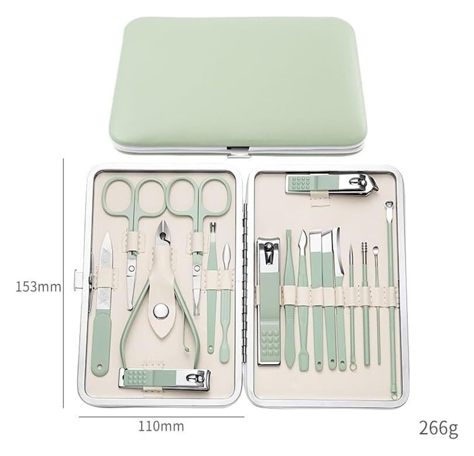 Kit de Cuidado de uñas, Herramientas de manicura, cortaúñas y Accesorios para Uso doméstico (Verde)