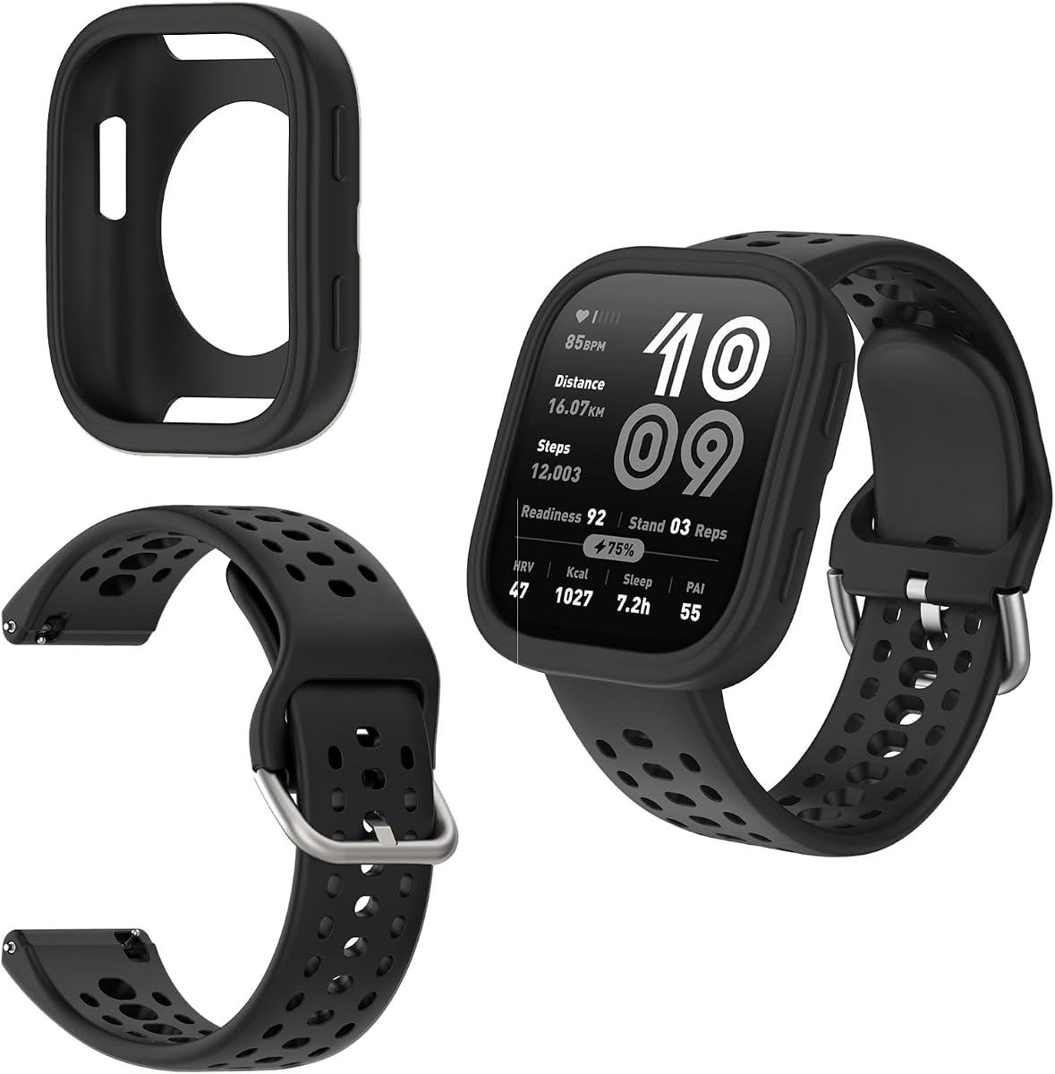 RuenTech Compatible with Amazfit Bip 6 Case Cover & Band, Silicone Sport Band with Protector Cover Cases for Amazfit Bip6(A2435) Activity Tracker