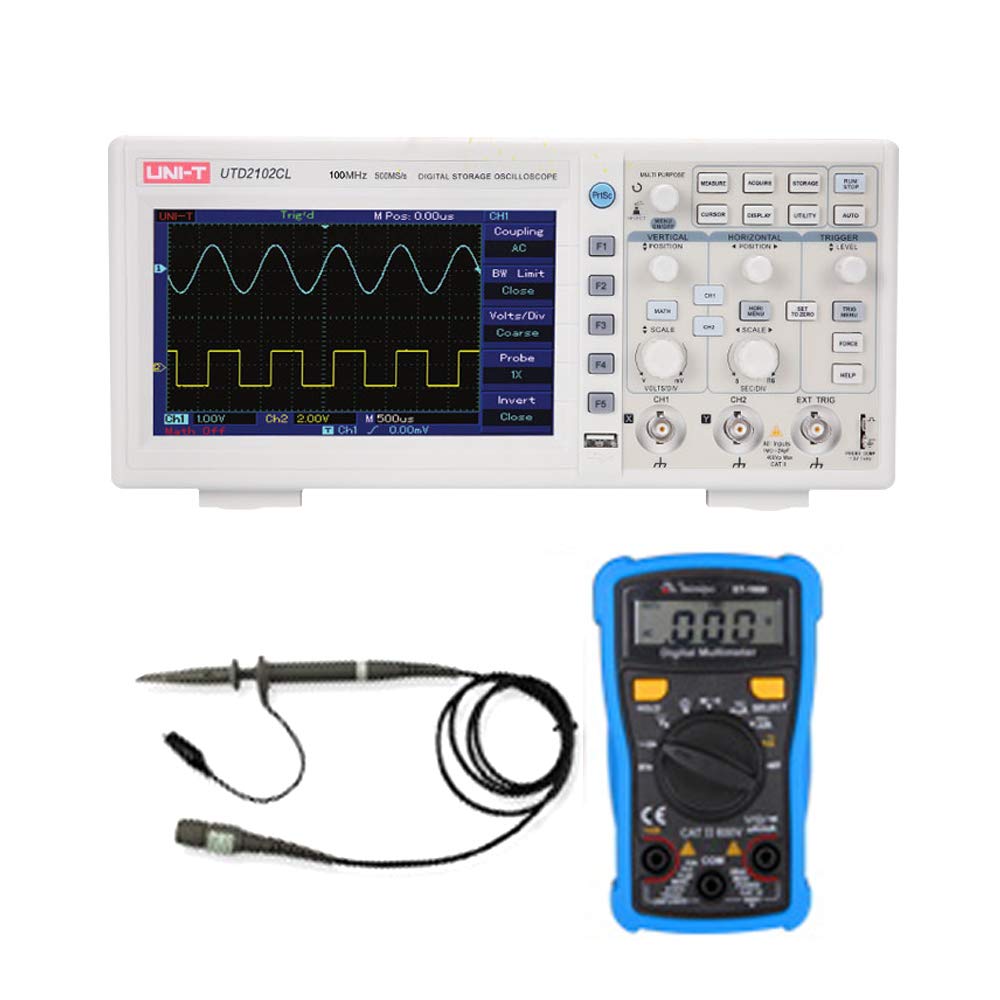 AnEssOil UTD2025CL 25Mhz Digital Storage Oscilloscope 2 Channels,250Ms/s Sampling Come with multimeter and High Pressure Probe (25Mhz)
