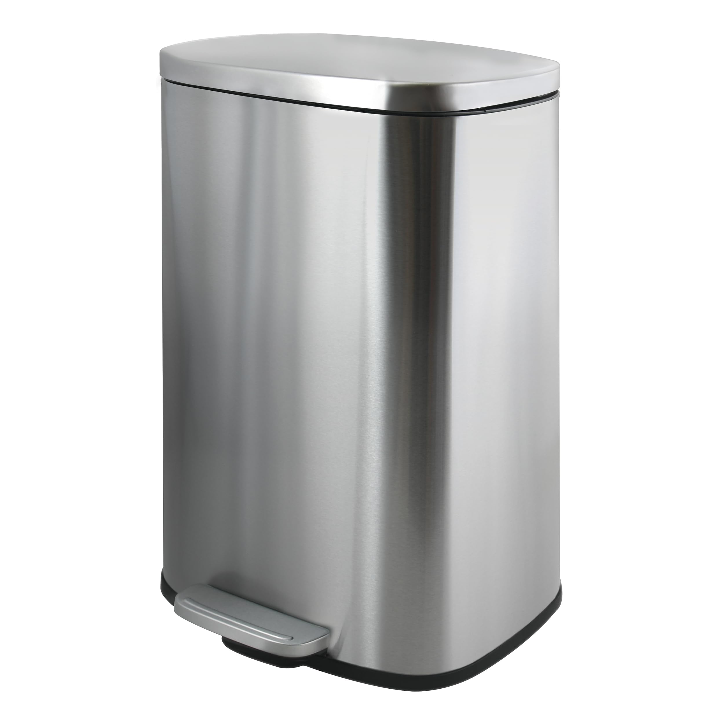 Spirella - Badezimmer Mülleimer mit Fußpedal Modell Akira - Hochwertiger Edelstahl - Leise Schließfunktion Easy-Close - Gebürstetes Metall - 30L - Badaccessoires