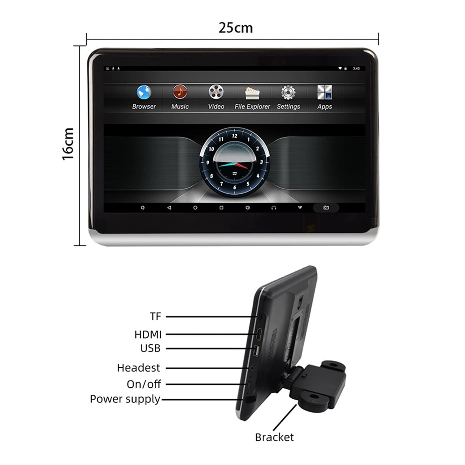Moniteur d'appui-tête 10.1 Pouces Affichage d'appui-tête 1080P Tablette vidéo multimédia Voiture siège arrière lecteurs de Films(2 PCS Headrest)