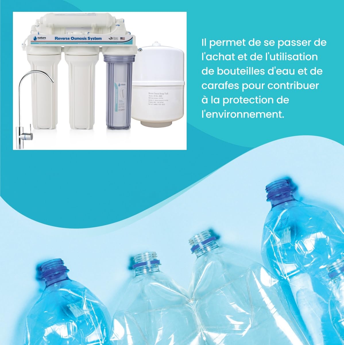 Equipo de Osmosis Inversa - Kit para Osmosis de 5 Etapas - Capacidad para 6 L - Incluye Membrana de 75GPD, Deposito de Agua y Filtros - Nature Water Professionals