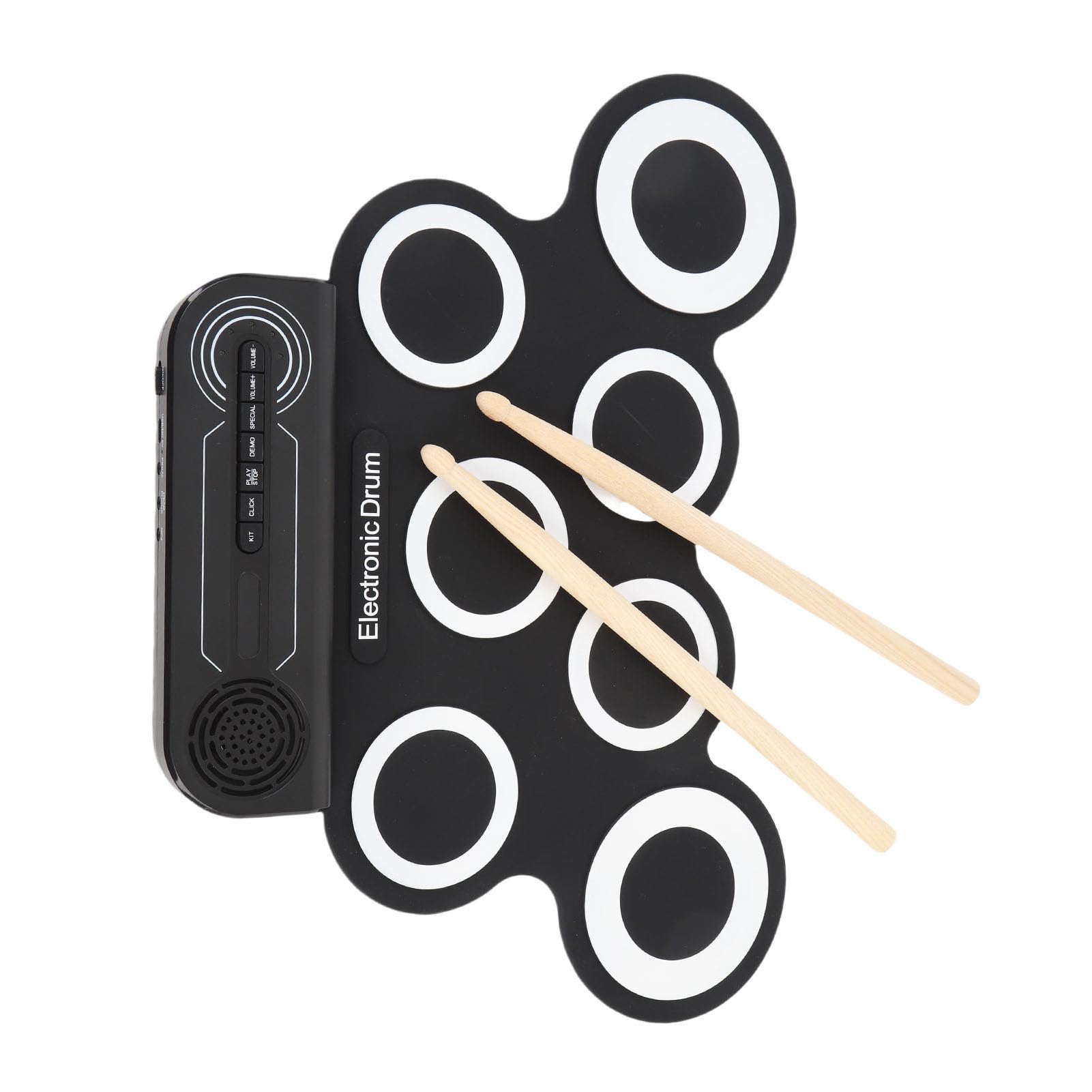 aqxreight Almohadilla de Práctica Electrónica con Efectos de Sonido Incorporados, Silicona con Baquetas de Madera para Niños, el Tambor Es para una Almohadilla Electrónica Segura, de Práctica,