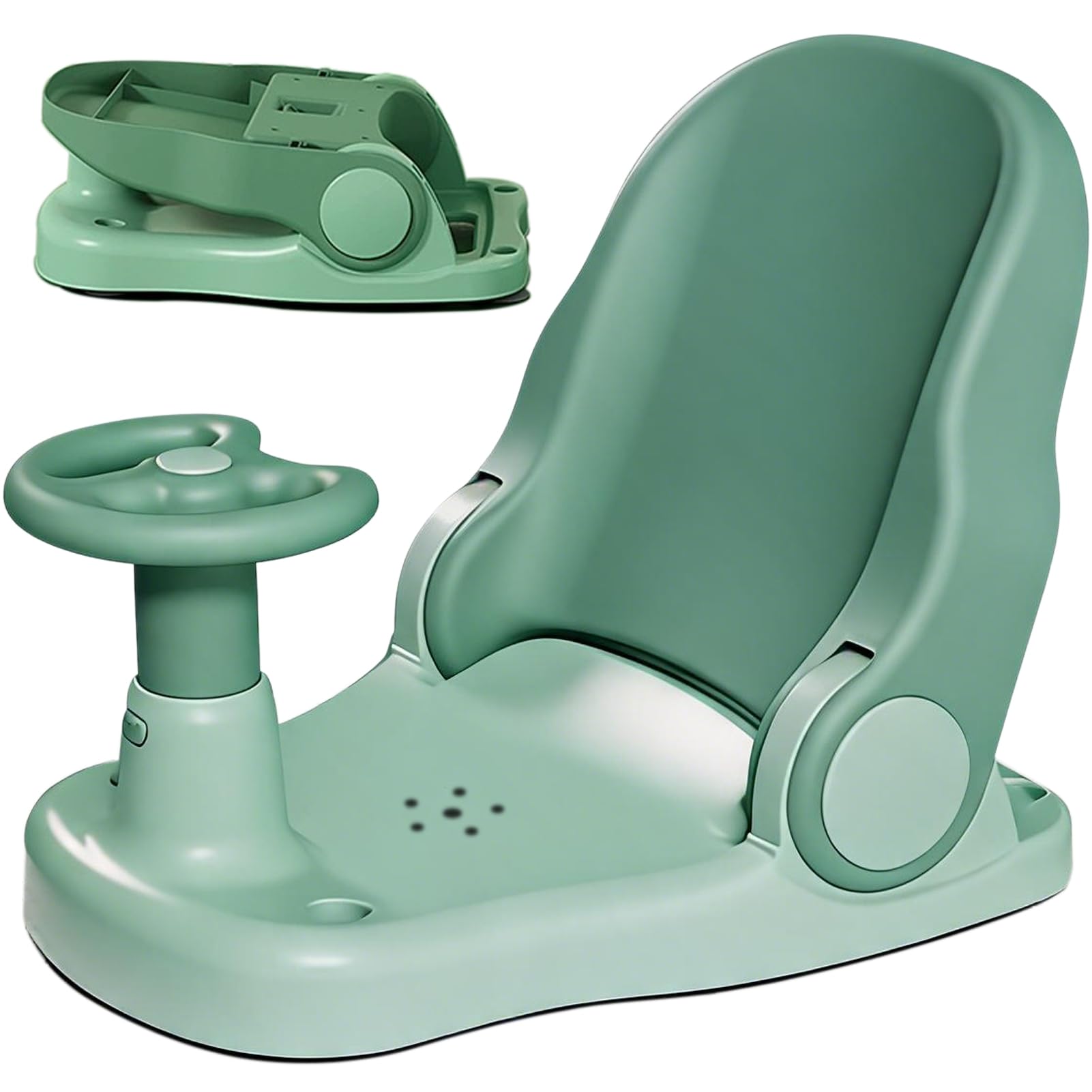 Siege de Bain pour Bebe, Siege Bain Bebe Pliable Antidérapant, Anneau de Bain Bébé -Bain Bebe Dossier Réglable avec 4 Ventosa Puissante pour Bébé à Partir de 6 Mois,Vert