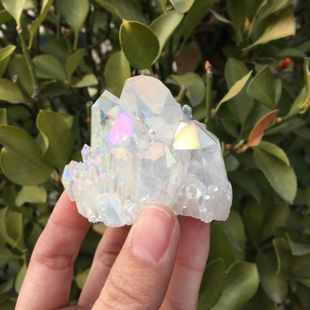 AUOQKQUT White Flame Halo Quartz Crystal Cluster Holiday Birthday Gift