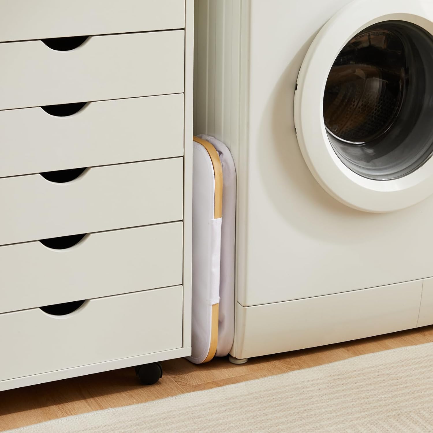 Slim Laundry Hamper with Lid by Fiona's magic, 63L Narrow Laundry Basket with Removable Bag, White Collapsible Dirty Clothes Basket, Thin Tall Storage Basket for Bathroom, Bedroom (White, 2Pack)