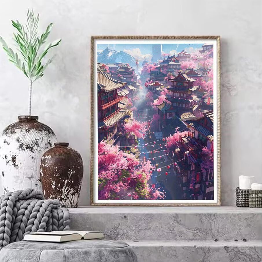 Peinture diamant maison pour salon relaxant activité créative adulte 60x80cm