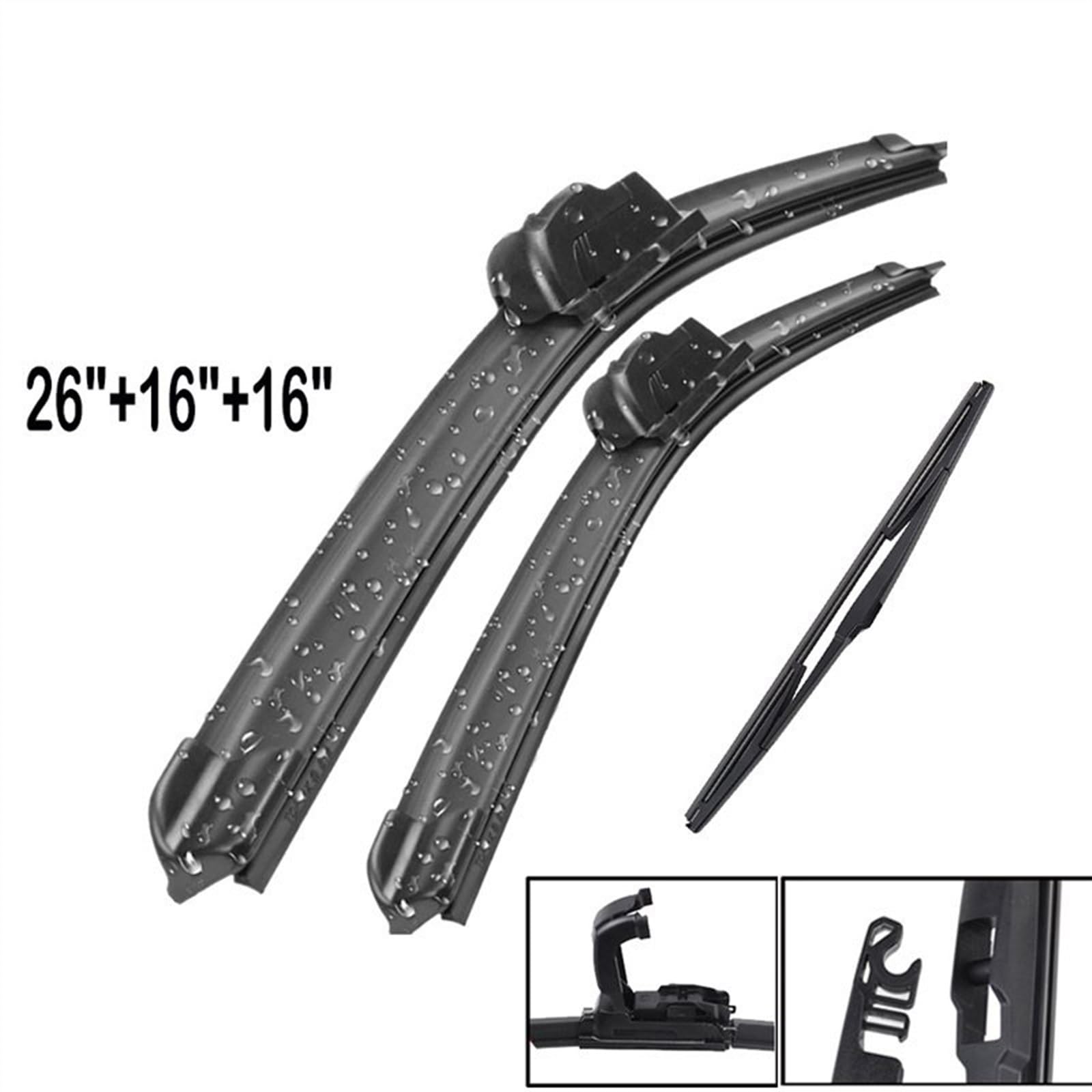 Limpiaparabrisas Juego De Escobillas De Limpiaparabrisas Delantero + Trasero De 26"16"16" Para Toyota Para Prius 2009 2010 2011 2012 2013 2014 2015 Limpiaparabrisas De Ventana