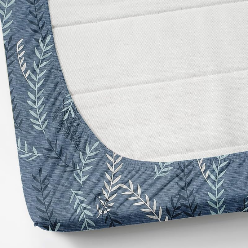 Image of Blue Strip 220TC Glace Cotton Elastic Fitted Bedsheets Single Bed with 1 Pillow Cover | Single Bed with All Around Elastic, Size 42 inch x 75 inch Inches
