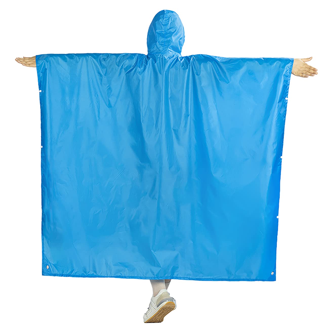 MOPHOEXII Rain Poncho with Adjustable Hood, Waterproof Lightweight Unisex Multifunctional Raincoat for Hiking Festivals Camping Emergency(Light Blue)