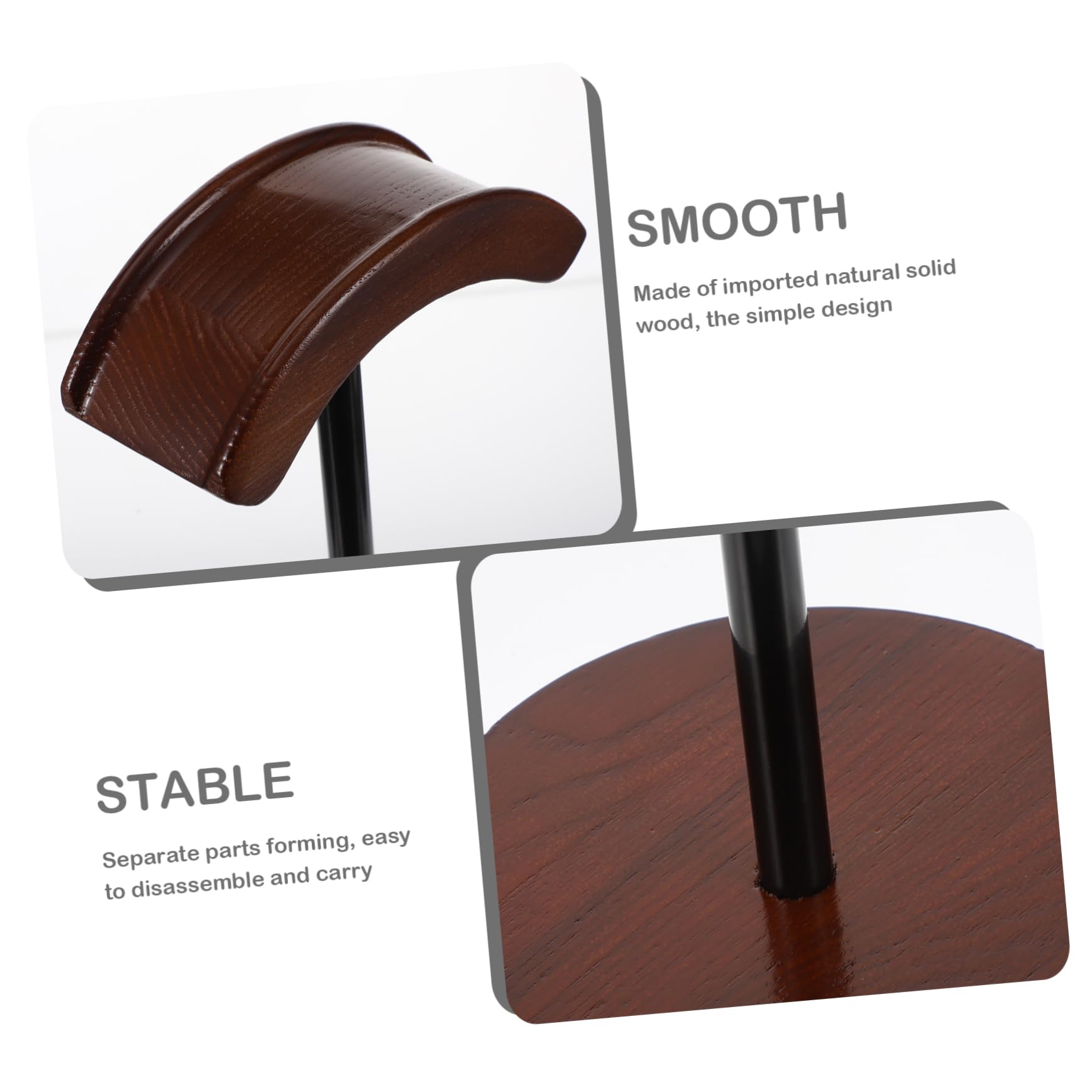 SEWACC Soporte Auriculares Base de Madera Organizador de Escritorio Compacto para Auriculares Inalámbricos Estante Estable para Almacenamiento de Cascos Gaming y Oficina