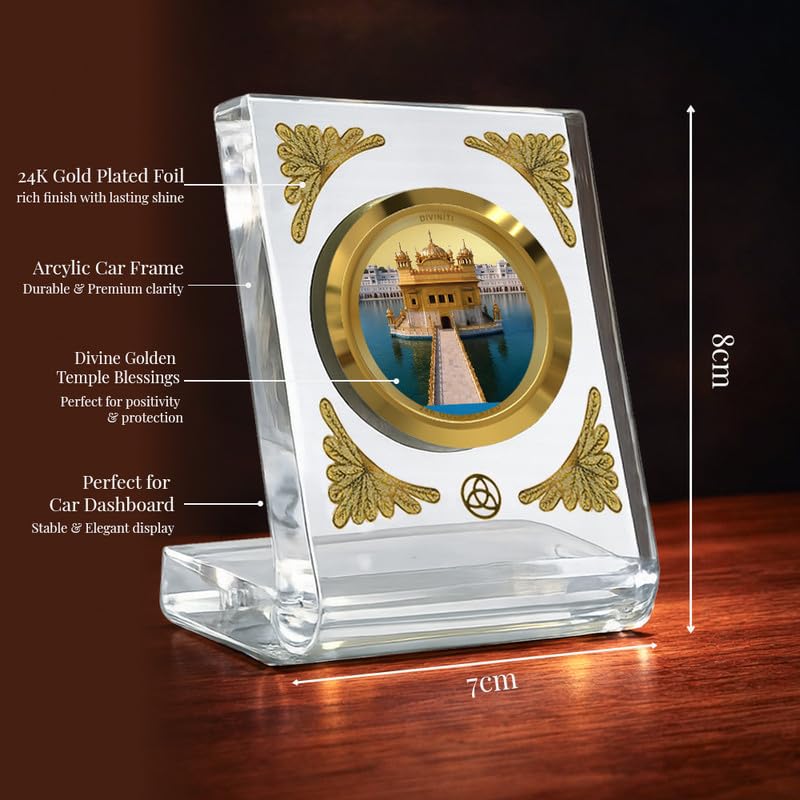 Image of DIVINITI 24K Gold Plated Religious Car Dashboard Frame | Premium God Idol Frame for Car, Home Mandir & Office Table | Spiritual Gift, Decorative Showpiece