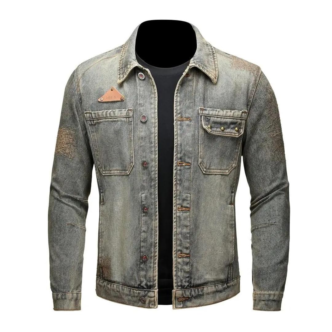 Męska kurtka dżinsowa Retro Classic Street Trend Przystojna Jazda Wiatroszczelna High Street
