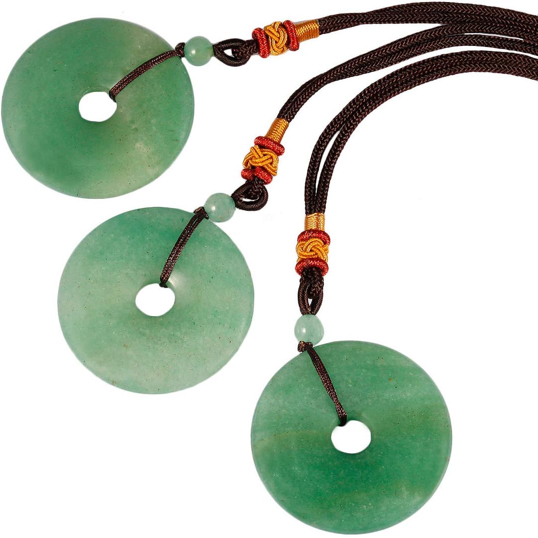 TUMBEELLUWA Healing Stone Pendant Crystal Necklace Chakra Quartz Cord Donut Shape Lucky Amulet Handmade Jewelry for Women Men - Image 4