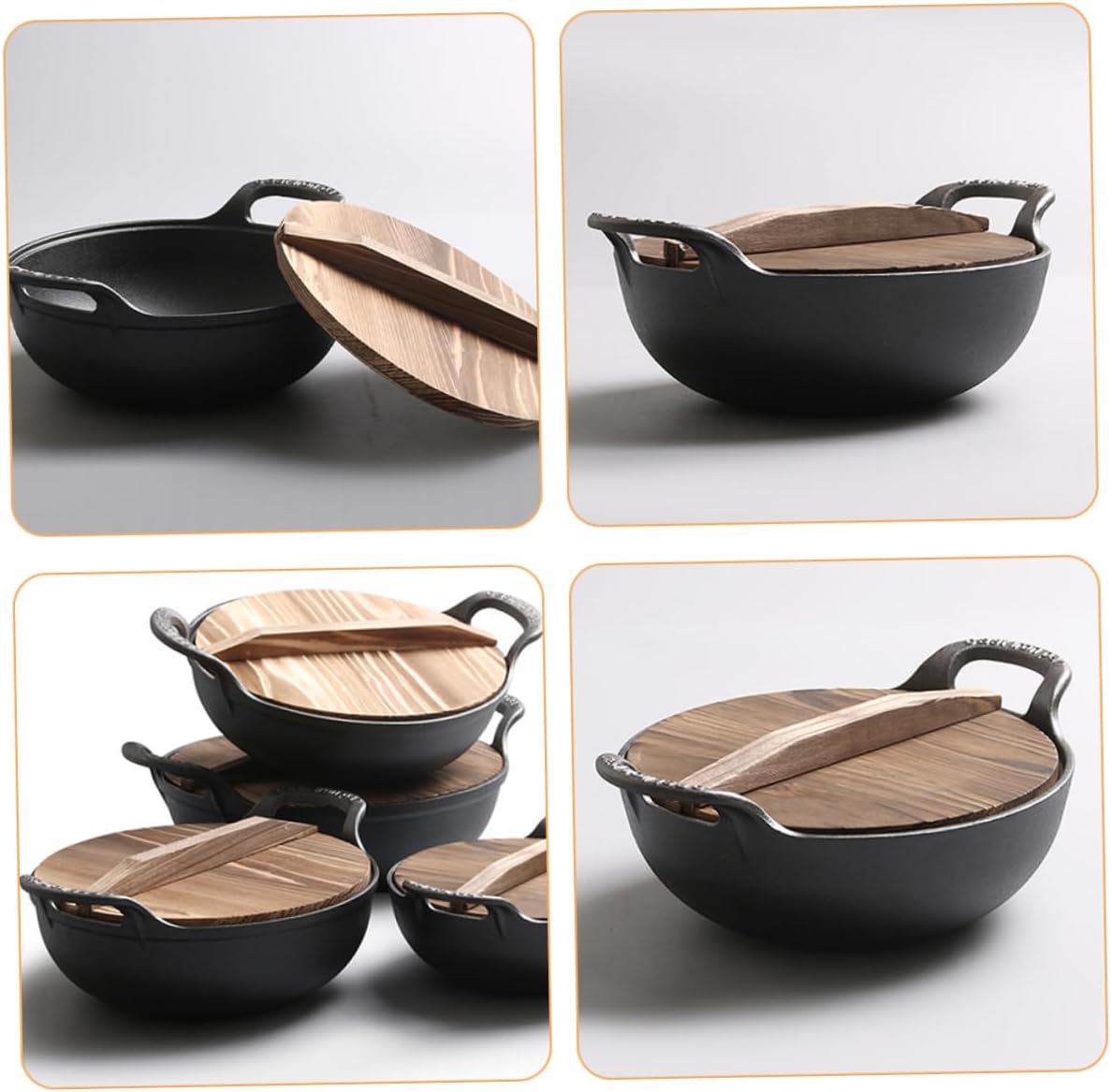 Kisangel Household Cast Iron Non-stick Skillet Diameter Versatile Cooking Pot for Camping and Home Use Easy Clean Design for Family Meals and Entertaining