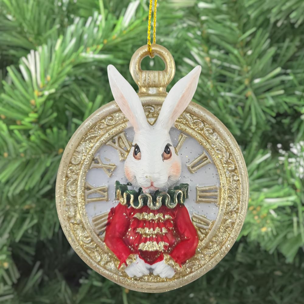 Crafty Capers White Rabbit Pocket Watch | Alice In Wonderland Tree Decoration | Gisela Graham