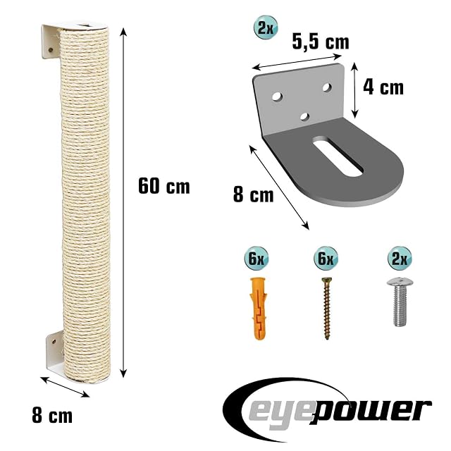 Foto 8 de 8 de eyepower 60 cm Rascador de Pared para Gatos Luna - Uso Vertical u Horizontal