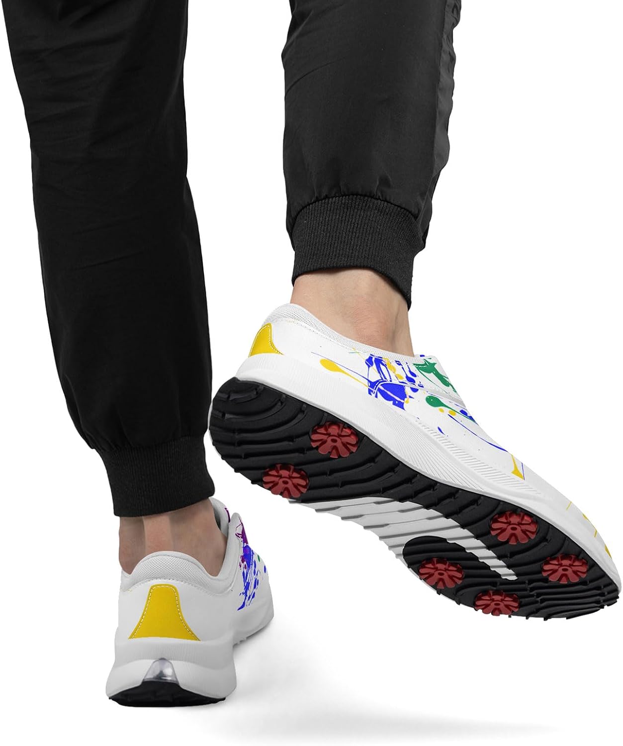 Spikeless Golf Shoes for Men Women, Breathable Golf Sneakers Paint Splash Design Athletic Walking Shoes with Heel Vent