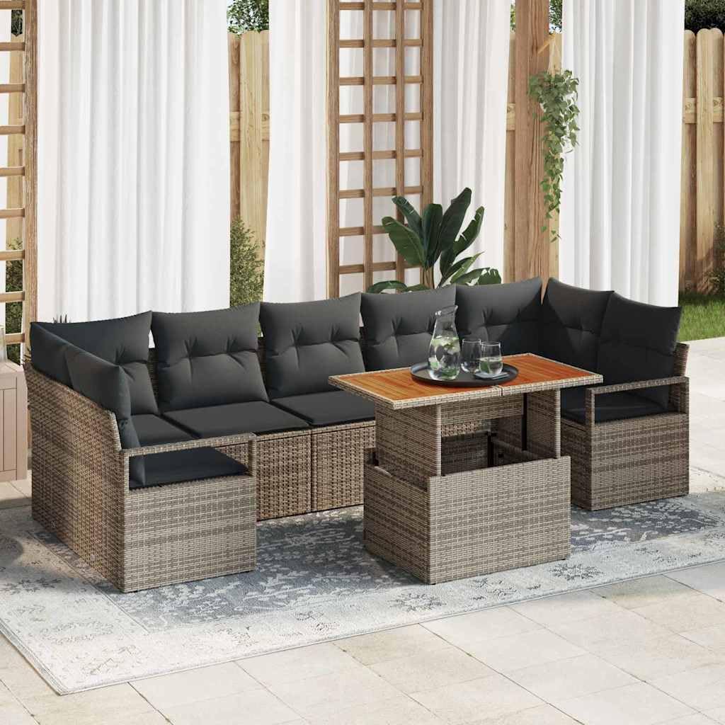 Juego de 9 piezas de ratán sintético negro con espacio de almacenamiento, 9 piezas de sofá de poliratán negro para patio, 9 piezas