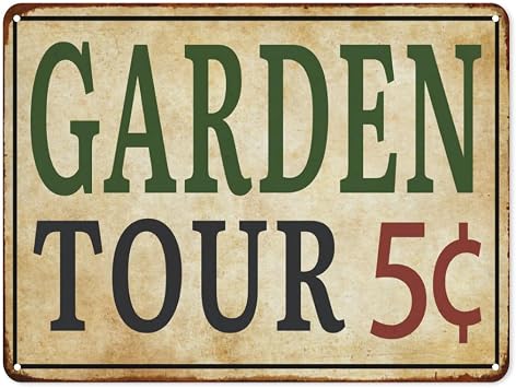 Garden Tour 5 Sign Porch Decor Vintage Backyard Metal Sign Funny Tin Sign for Home Bar Farmhouse 8x12 Inch