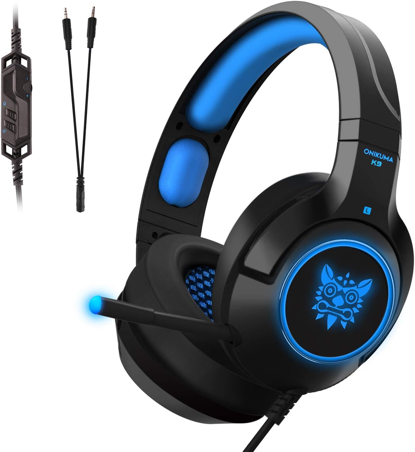 PS4 Gaming Headset,ONIKUMA Gaming Headphone for Xbox One,PC,Switch,PS4,Tablet,Mobile with Noise Canceling and Volume Control-Blue