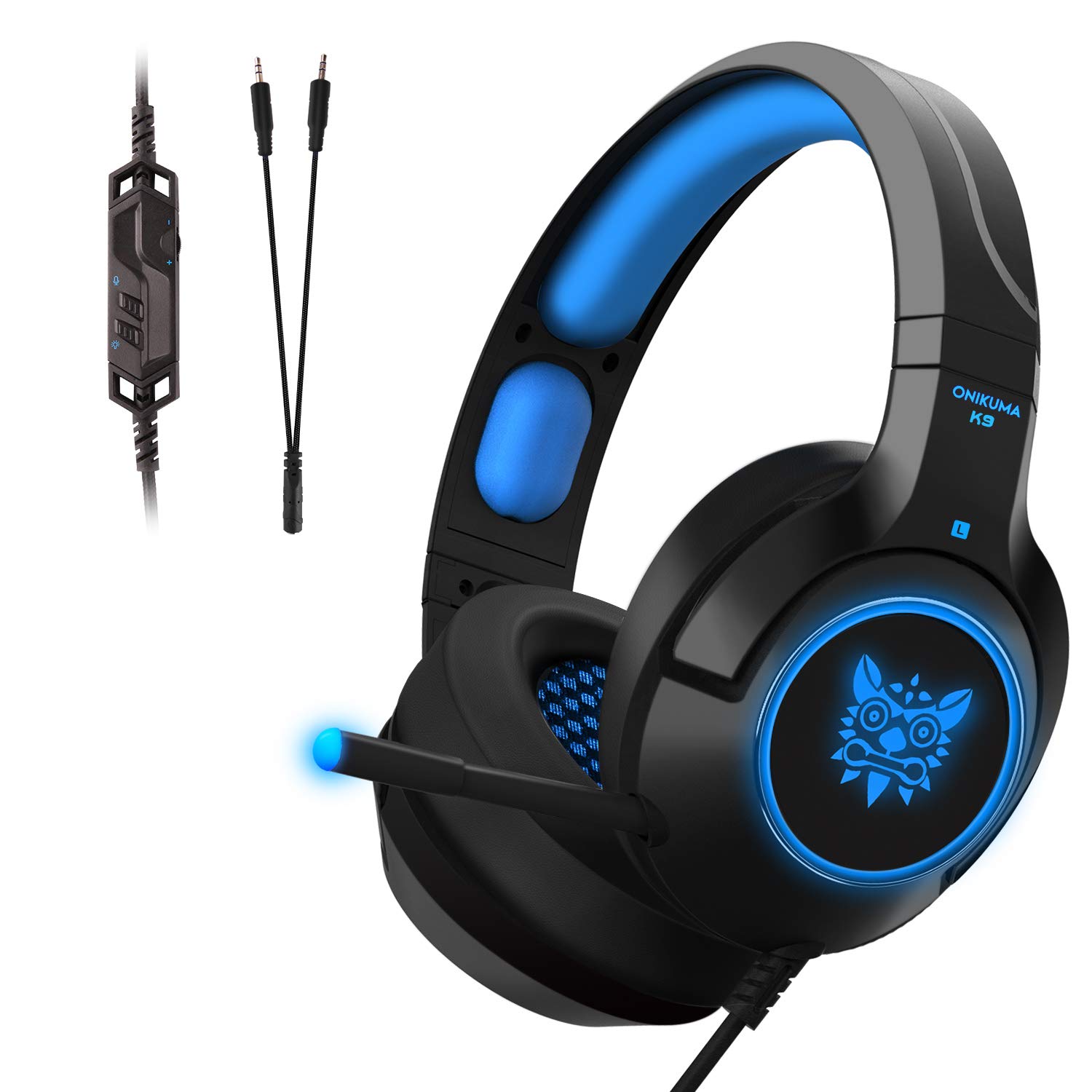 PS4 Gaming Headset,ONIKUMA Gaming Headphone for Xbox One,PC,Switch,PS4,Tablet,Mobile with Noise Canceling and Volume Control-Blue