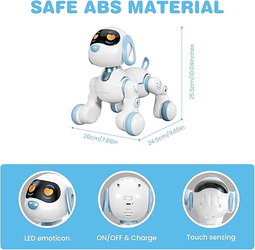 Miniatura 2 de Perro robot, perro a control remoto para niños con detección táctil de cabeza y función de música, robot interactivo programable, divertido juguete