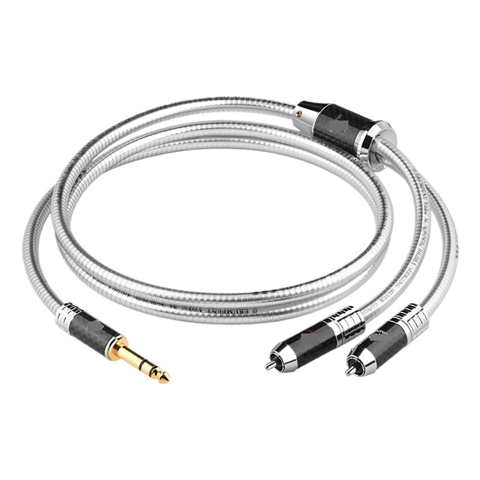 Kabel audio HiFi 6,35 mm do 2RCA Wysokiej czystości srebrny rozdzielacz w kształcie litery Y do gniazda TRS do 2RCA do wzmacniacza do głośników (3)