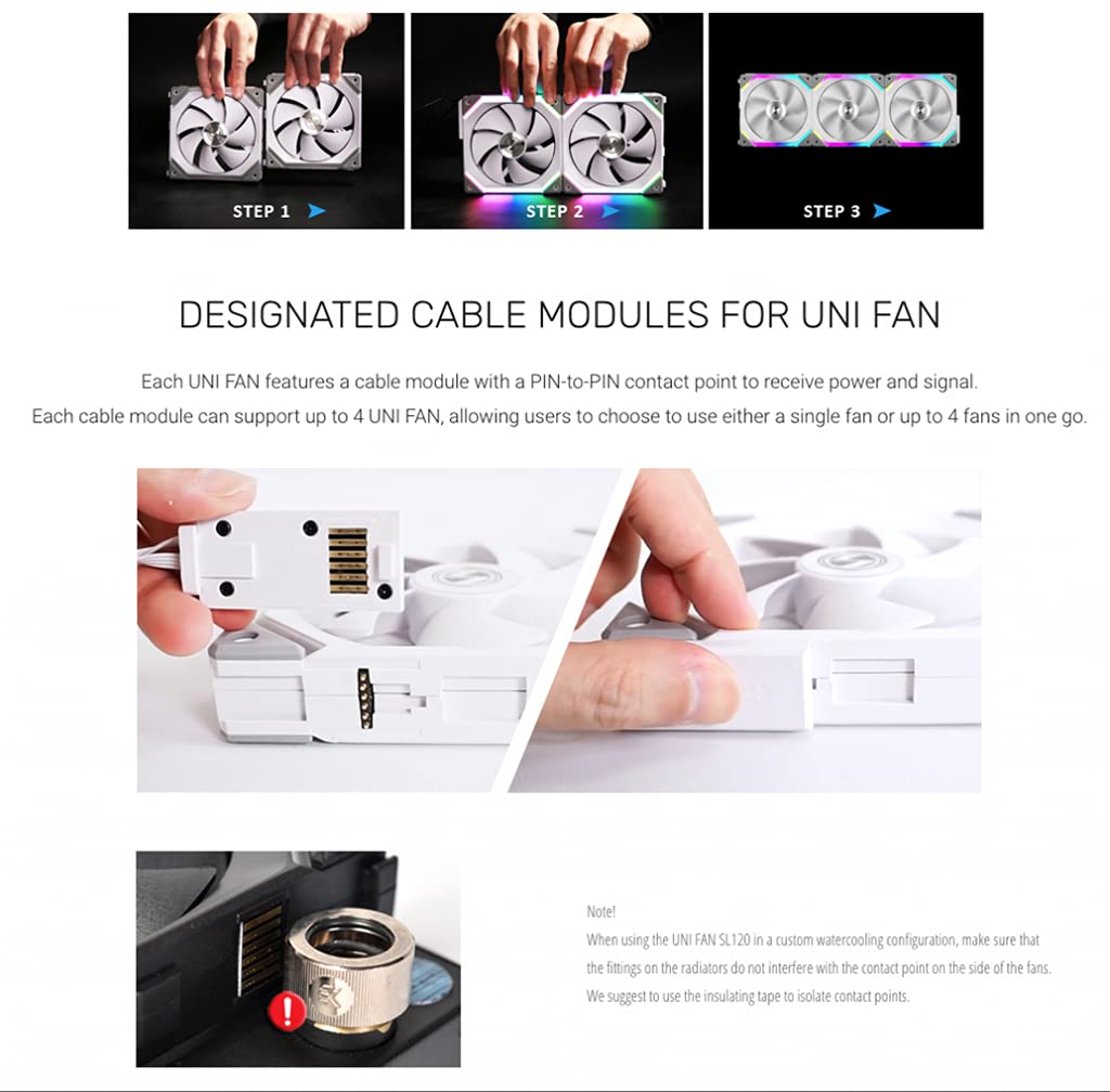 Lian-Li UNI FAN SL120 Revolutionized Daisy-Chain 120mm ARGB Fan, Black, 3-Pack