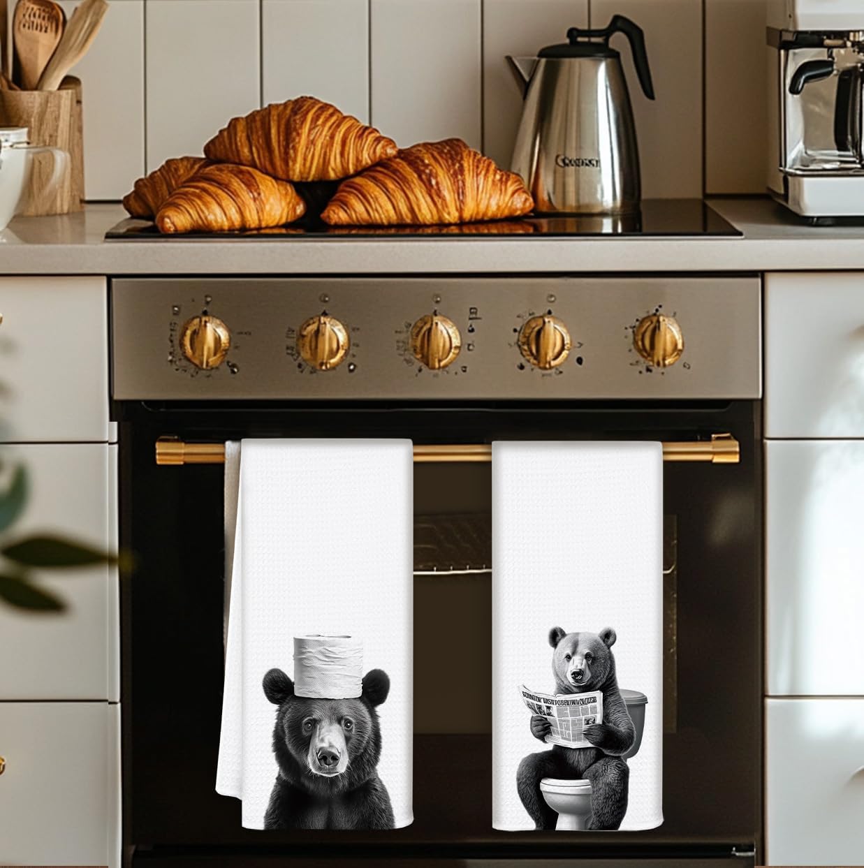 Funny Bear Hand Towels for Bathroom Set of 2, Bears Kids Bathroom Decor, Bear Gifts for Women, 16x24 Inch - Image 3