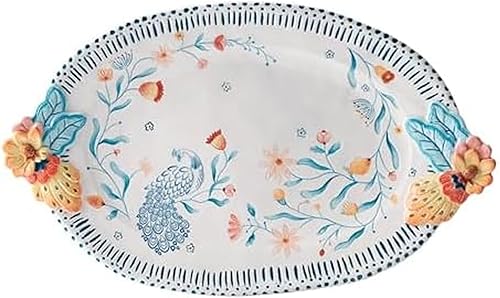 Fitz and Floyd Gracie - Plato floral para servir, 19 pulgadas