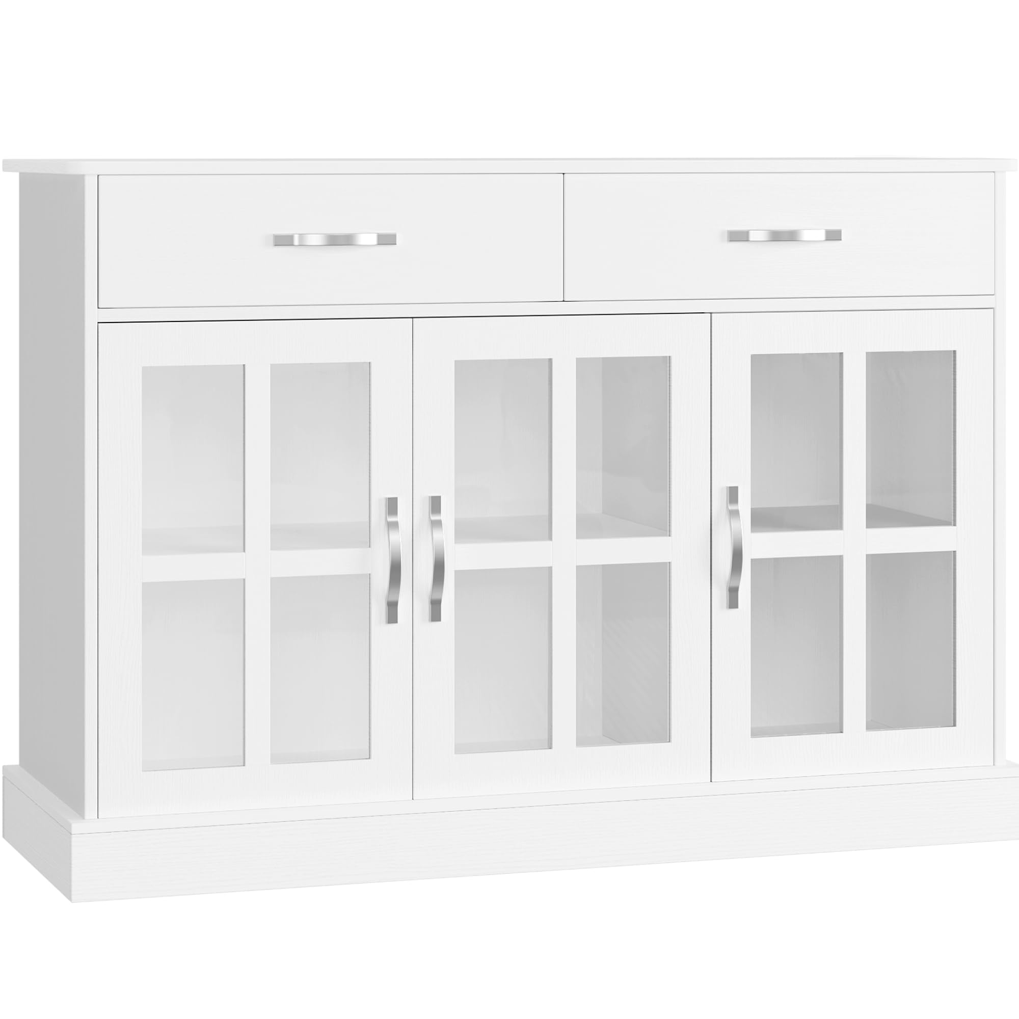 FirFurd Küchenschrank, Sideboard mit 3 Glastüren & Schubladen Buffetschrank