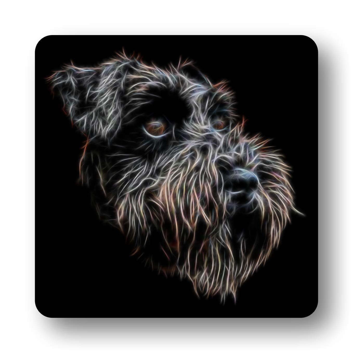 Fractal Artworks Schnauzer Coaster with Stunning Fractal Art Design. Black Schnauzer #1-3