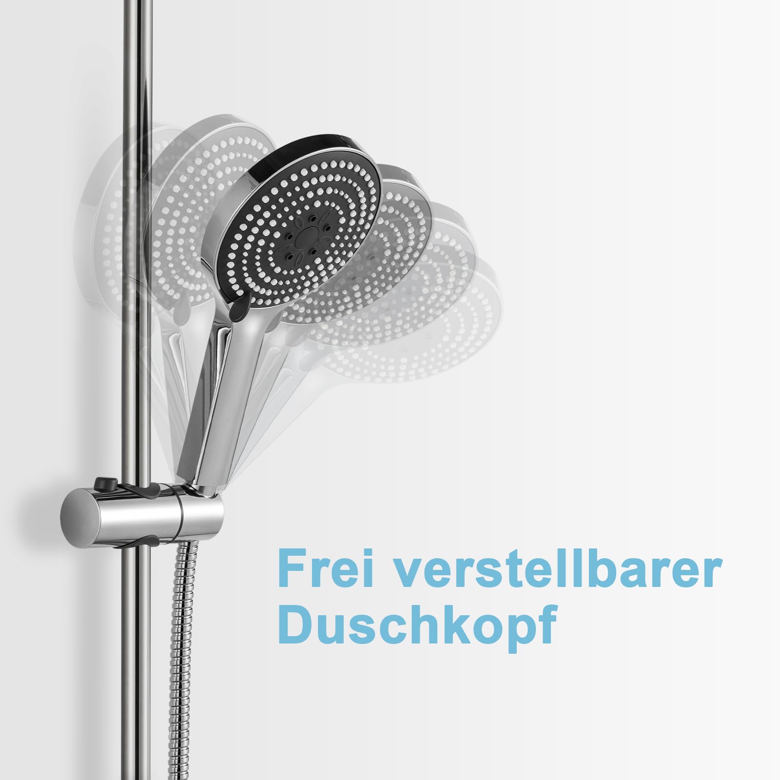 OFFO Duschset Duschstange Brausestange 90cm,Wandmontierte Duschstange mit Duschbrausehalterung, Verstellbarer Abstand, Anpassung an vorhandene Bohrlöcher, Chrom
