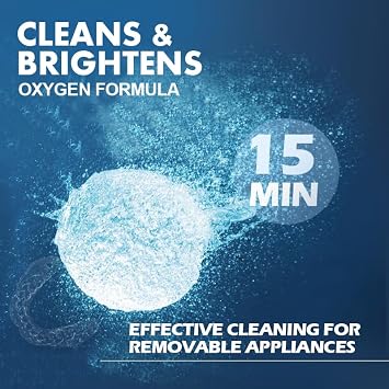 Retainer Cleaner Tablets, Denture Cleaning Tablets, Aligner cleaning, Remove Stains, Odors & Plaque, Night Guard Cleaner, 1-Month Supply of PERSULFATE-Free Aligner Cleaner, 30 Tablets, Mint-Scented,