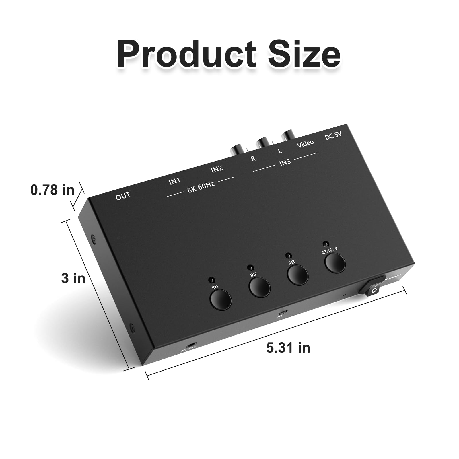 Commutatore RCA/HDMI 8K 60Hz 3x1, adattatore HDMI 2.0 a 2 vie + 1 convertitore da RCA a HDMI, rapporto schermo 4:3/16:9, supporto 3D per PS1/2/3/4/5, N64, SNES, Switch, DVD, Roku, Fire Stick