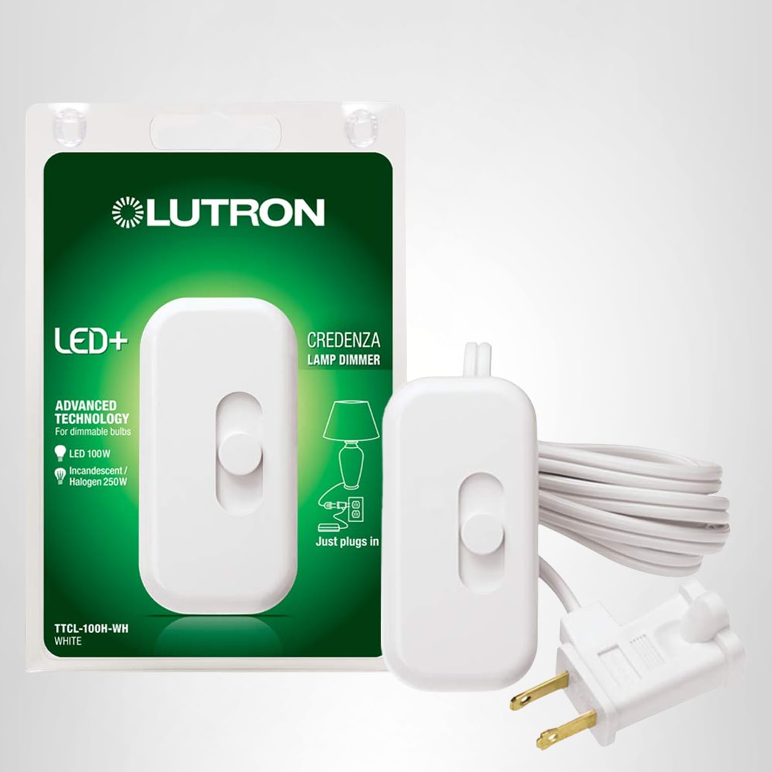 Lutron Credenza LED+ 100-Watt Plug-In Lamp Dimmer Switch, TTCL