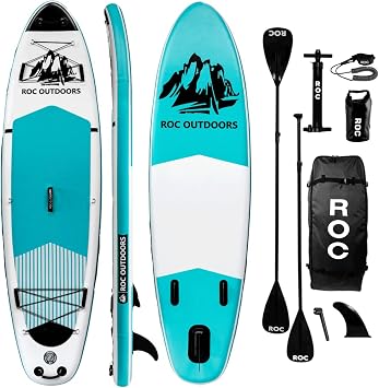 Roc Inflatable Stand Up Paddle Board 10' 6" with Premium SUP Paddle Board Accessories, Wide Stable Design, Non-Slip Comfort Deck for Youth & Adults