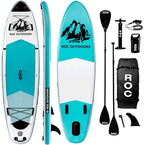 Roc Inflatable Stand Up Paddle Board with Premium SUP Paddle Board Accessories, Wide Stable Design, Non-Slip Comfort Deck for Youth & Adults