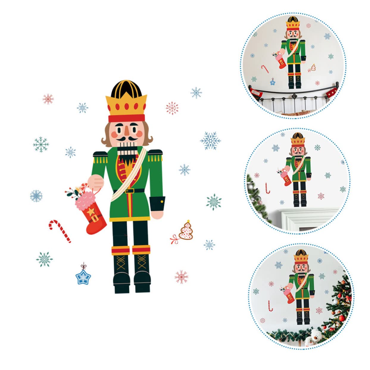 PRETYZOOM 4 Blätter Weihnachtsfensteraufkleber Weihnachtsaufkleber Für Den Kühlschrank Winterlicher Wandaufkleber Wandtattoo Weihnachtsbaum Nussknacker Wandtattoos Neujahr Fensterfolie PVC