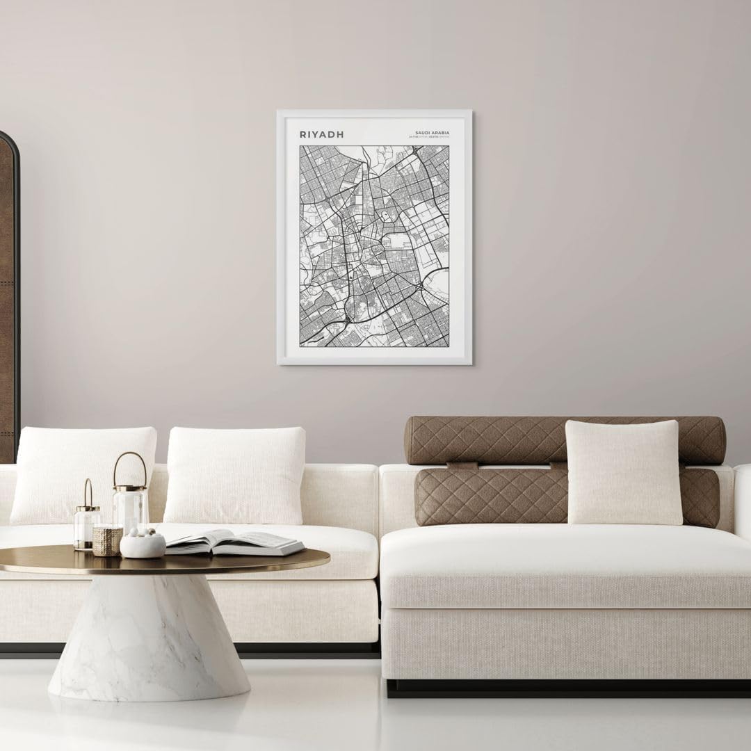 ديكور فني مؤطر صورة فنية جميلة مطبوعة لخريطة مدينة الرياض، بوستر حضري عصري للمنزل وغرفة المعيشة والمكتب وديكور الحائط وغرفة النوم وخريطة عمل فني 45 × 60 سم 2026 - view 2