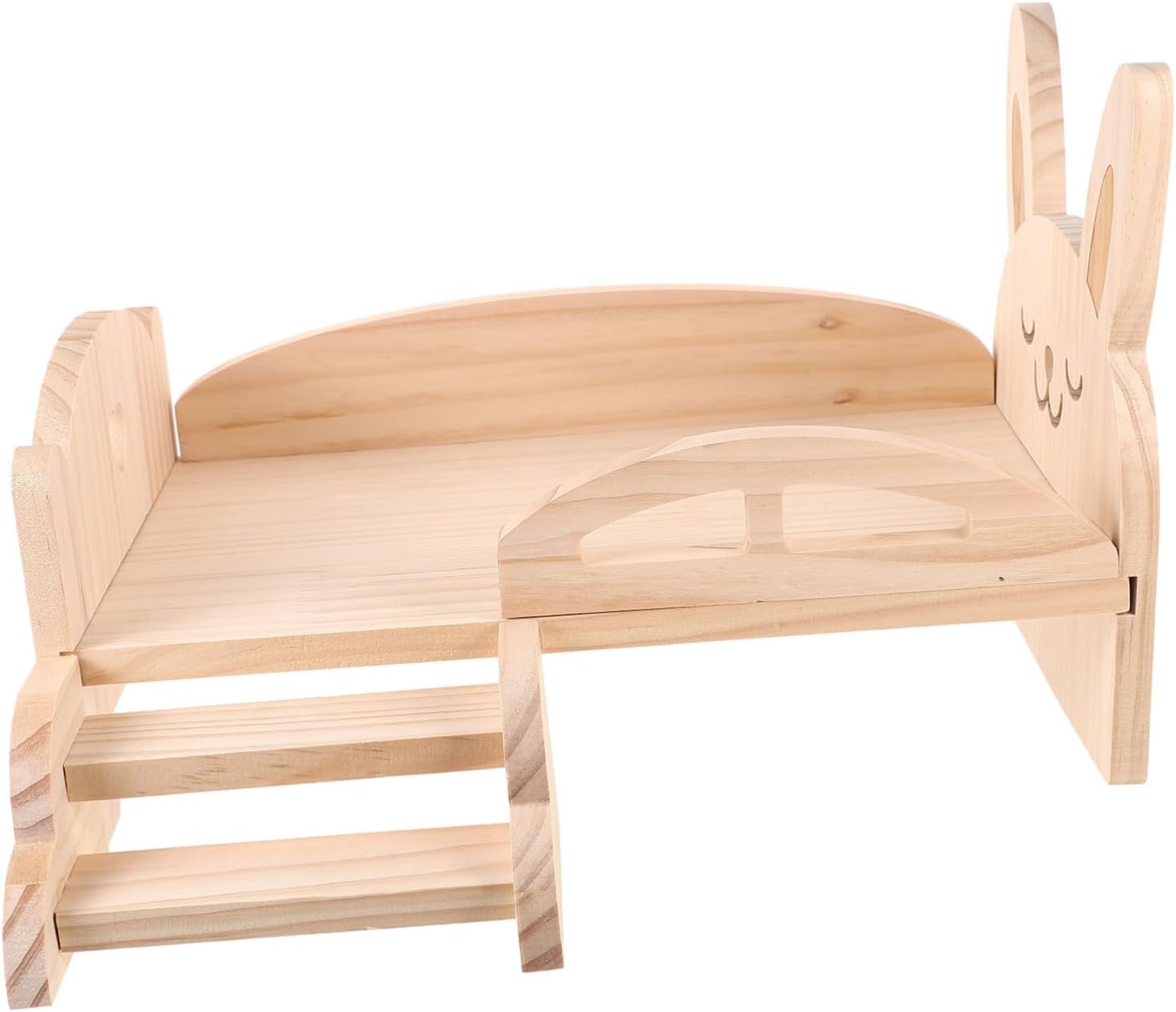 Wooden Guinea Pig Bed with Ladder Durable Natural Platform for Small Pets Easy to Assemble Hamster Rabbit and Squirrel
