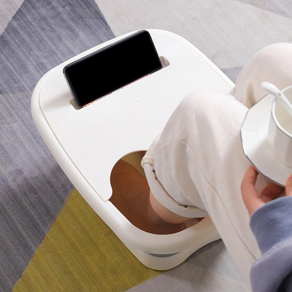 Cubo plegable para pies de bañera, cubo de masaje para pies de lavabo, cubo de baño de pies plegable, cubo de pedicura para bañera de masaje, para el hogar, spa, viajes al aire libre (rosa)