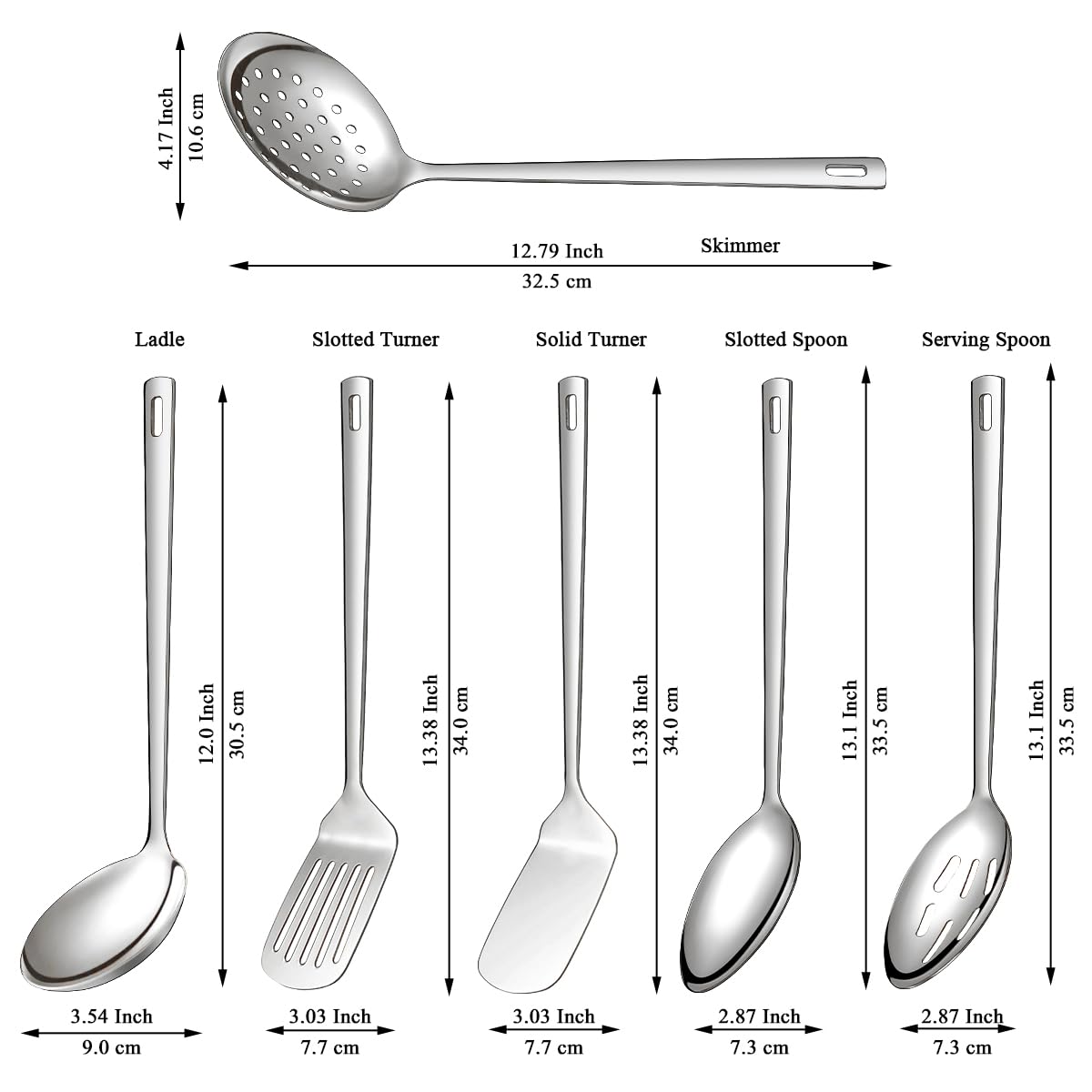Evanda Home Essentials 6 Piece Heavy Duty Stainless Steel Kitchen Utensil Set Kitchen Accessories - 3