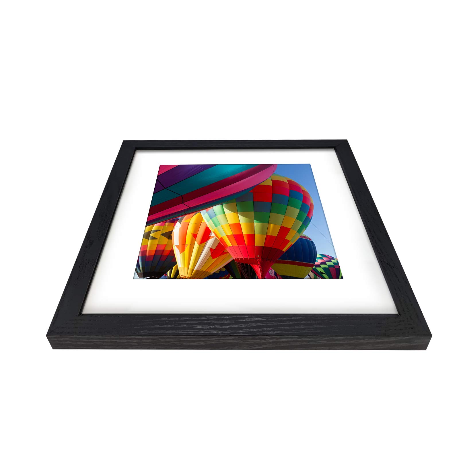 Cornice Portafoto Multipla 5 Aperture – 34,3x41,9 Cm, In Legno Di Pino Nero Con Passepartout Bianco, Per Foto 12,7x17,8 Cm