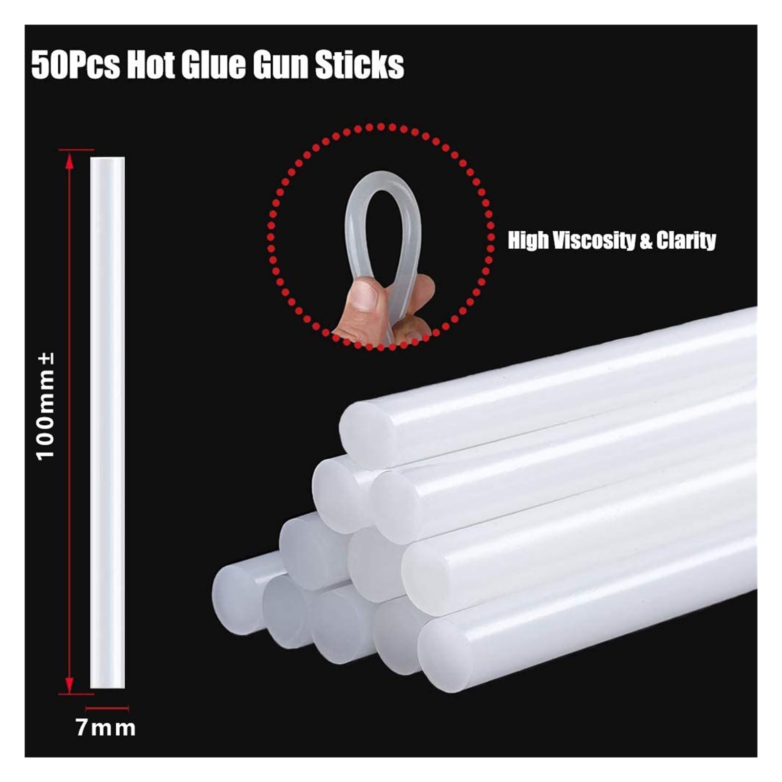 Mini pistola for colla a caldo 40W for silicone ad alta temperatura, progetti fai da te, riparazioni, creazione artistica, con 1-50 pezzi di stick 7 mm(Pink,50pcs sticks)