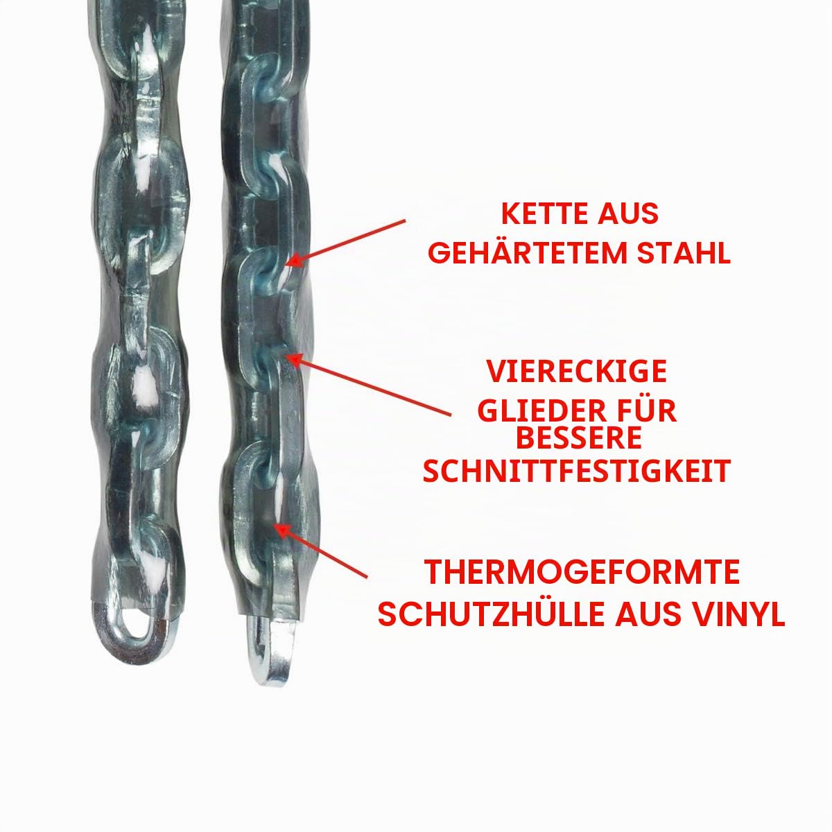 Master Lock 8021EURD - Kette aus gehärtetem Stahl - viereckiges Glied - Vinylschlauch 2,00 m x Ø 10 mm