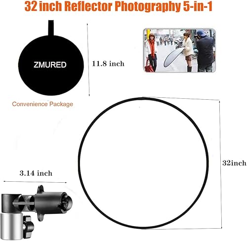 Miniatura 6 de Reflector de fotografía con clip de 32 pulgadas, 5 en 1, difusor plegable con bolsa y soporte para reflector, para estudio fotográfico, iluminación
