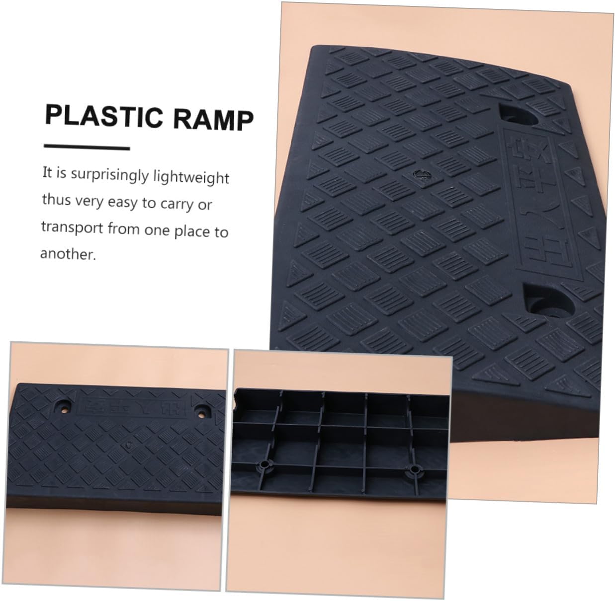 Plastic Vehicle Curb Ramp 50x27x9cm Black Car Loading Ramp for Driveway and Sidewalk Use for Motorcycle and Wheelchair Access