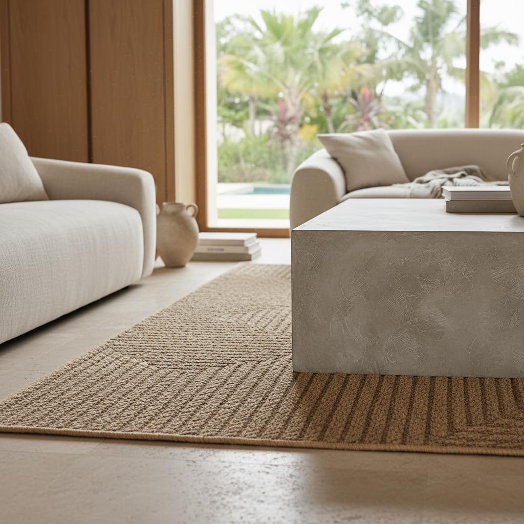 Tapis Tissé Plat Uni Style Kilim Lavable Beige 120x170 cm Entrée Couloir Oeko-TEX | ARLBERG
